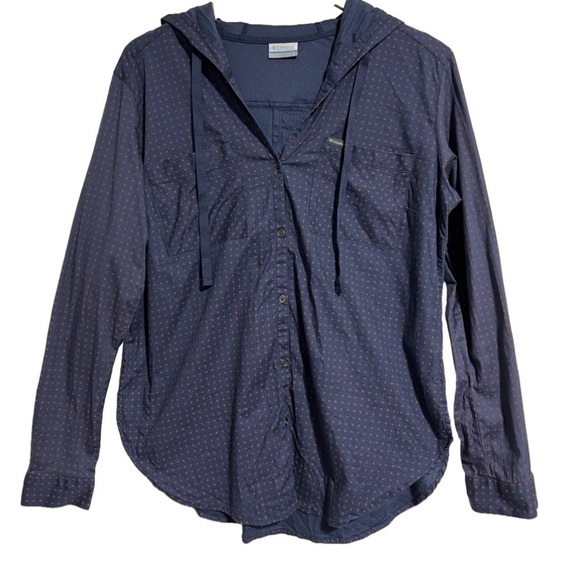 COLUMBIA Cotton Long Sleeve Button Up Hoodie, Size Large-#348 - Picture 1 of 14